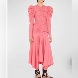 ULLA JOHNSON Priyanka gathered-detail long-sleeve Midi dress Sz 6